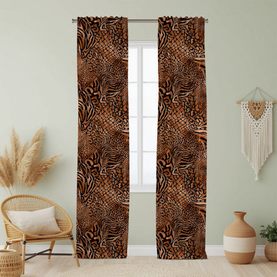 Semi Sheer Animal Print Curtain Single Panel