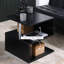 Table de bout noire de 20 po avec rangement, design moderne en forme de S, attrait élégant en acier, support durable