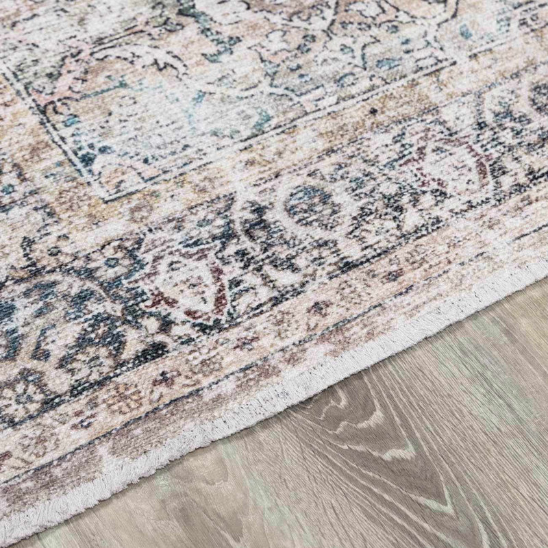 Jaelyne Boho Machine Washable Green Oriental Area Rug, Runner 2'7" x 10'