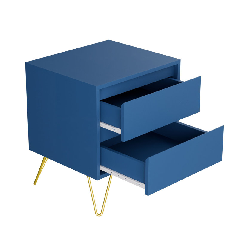 Almaas 45cm W Manufactured Wood Bedside Table, Navy