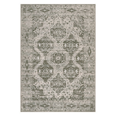 Tapis rétro ultra-mince - Médaillon irrégulier, antidérapant, motif floral - Tapis à poils courts pour le salon, la chambre à coucher, la salle à manger, le décor de ferme