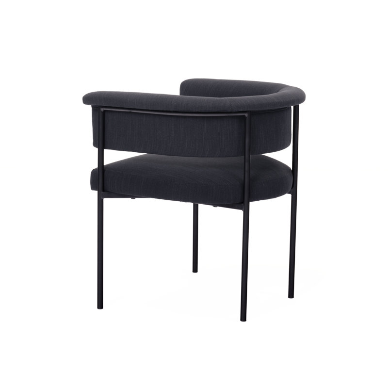 Black Upholstered Low Back Side Chair with Metal Legs