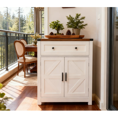Buffet Farmhouse avec porte de grange, buffet de café et tiroir