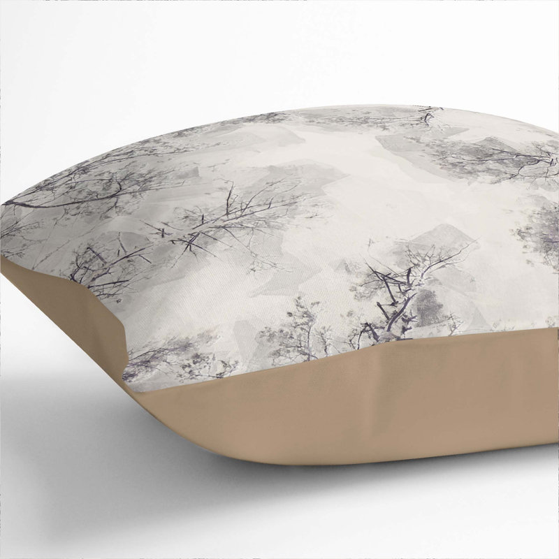 Tree Tops in Winter Cushion with Filling, Stone, 55cm H x 55cm W x 20cm D