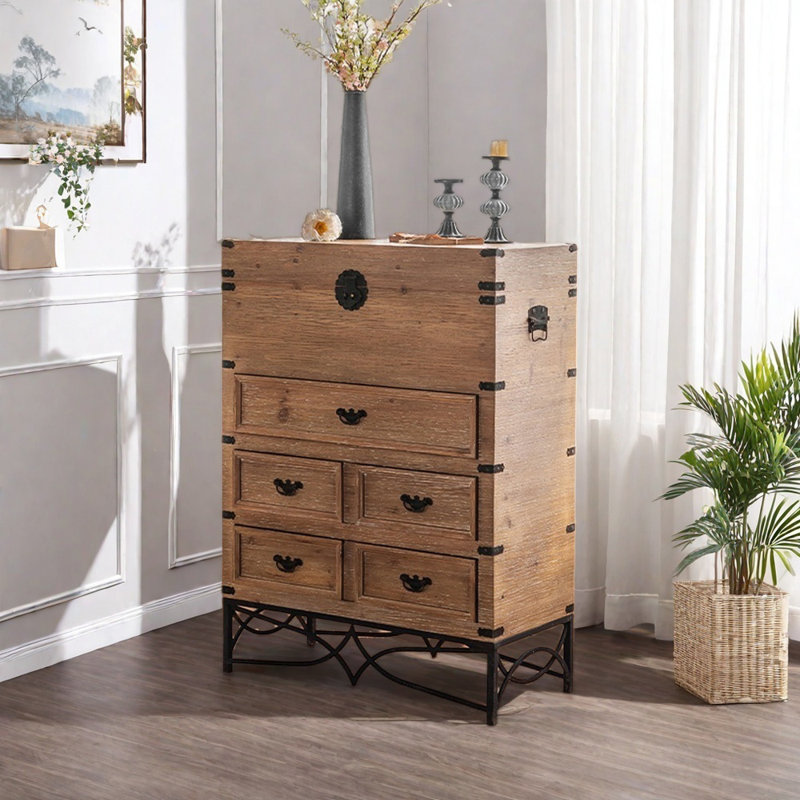 Armoire d'appoint en bois massif rétro