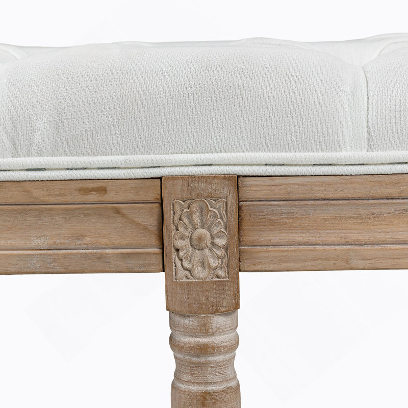 Fin de banc de lit, banc de chambre rembourré, blanc crème