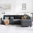 Sectional Sofas | 105.5'' 4-Seater L-Shaped Corduroy Sofa, Living Room, Storage &amp; USB Charging | Grey | Standard
