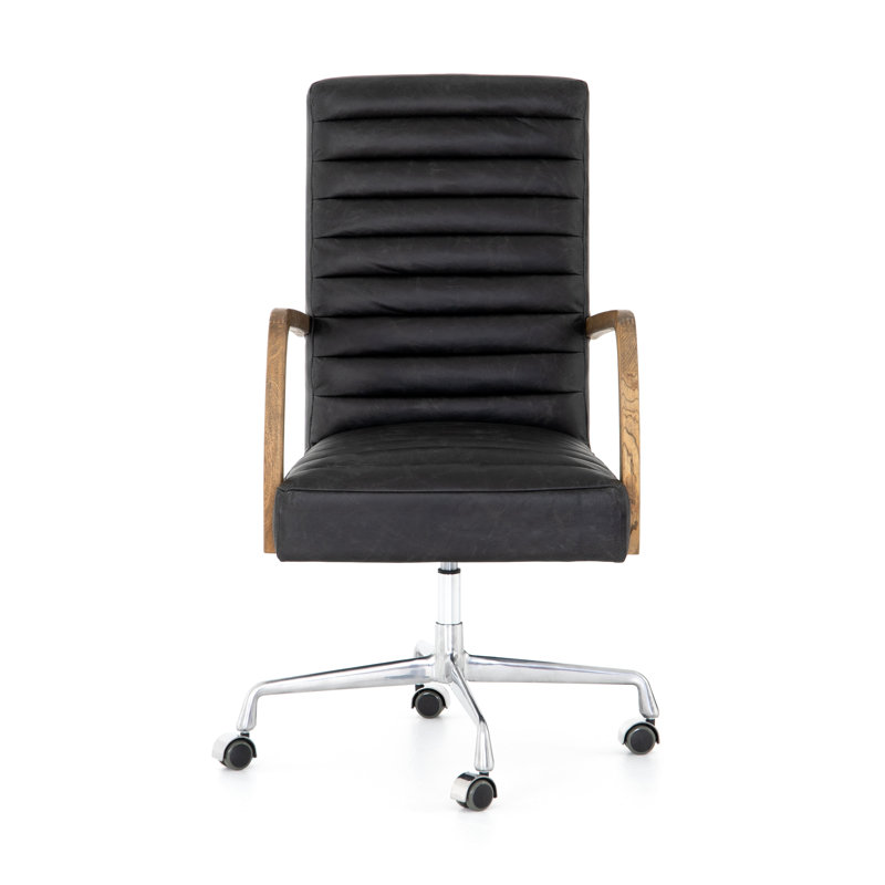 Bryson Leather Swivel Executive Chair, Smoky Black