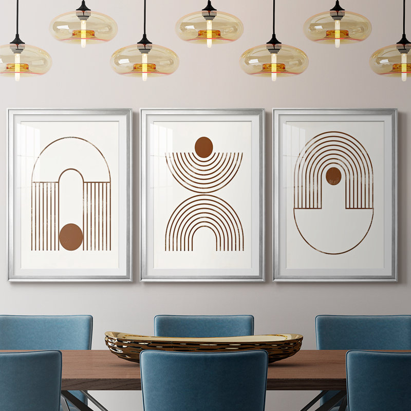 Arches and Orbs I - Impression personnalisée de qualité supérieure avec cadre mat - 3 pièces, H 19 po x l 27 po