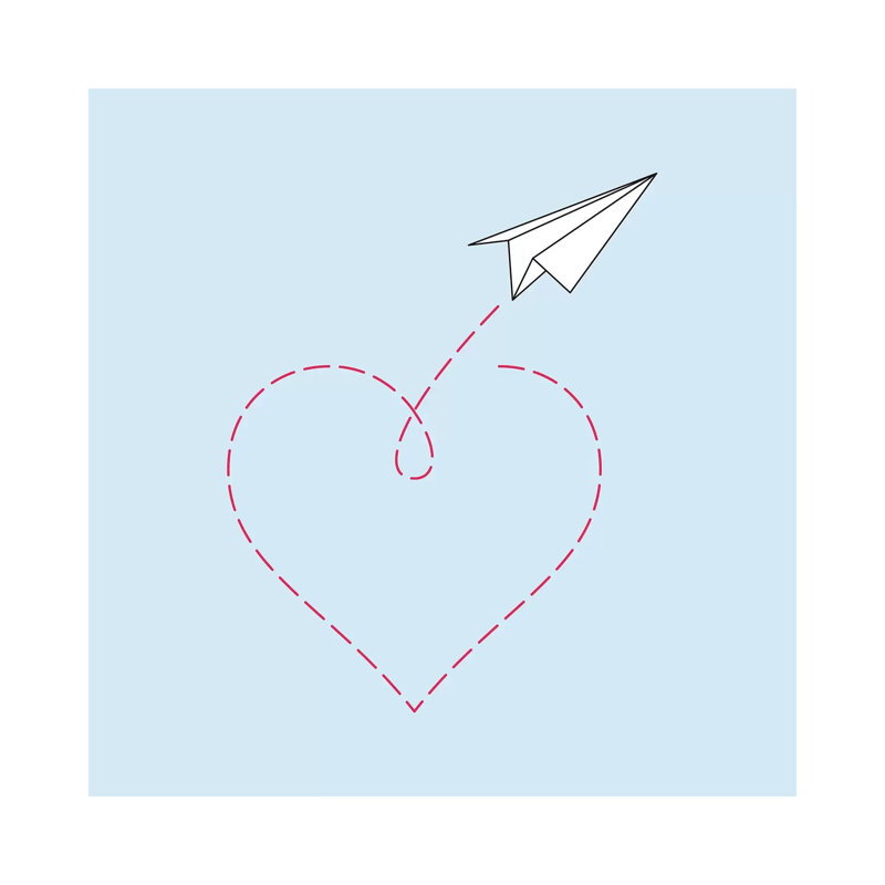 Paper Plane And Heart I - Square by Nouveau Prints - Wrapped Canvas Gallery-Wrapped Canvas Giclée