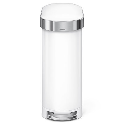 simplehuman 45L slim pedal bin, white steel