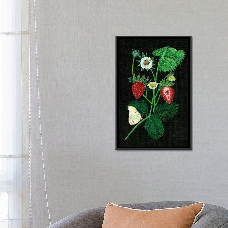 « fraise fields i », impression sur toile, H 26 po x l 18 po x P 1,5 po, Toile avec cadre noir, Pas de tapis