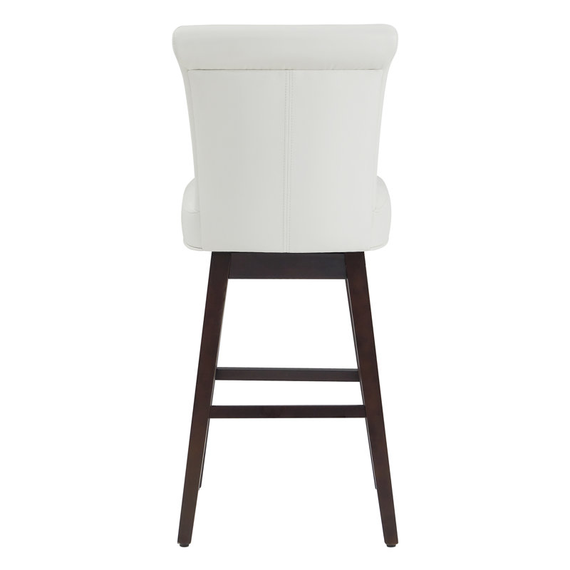 Tabouret de bar et de comptoir pivotant Elora, Similicuir blanc grainé, Tabouret de bar (siège d'une hauteur de 30 po)