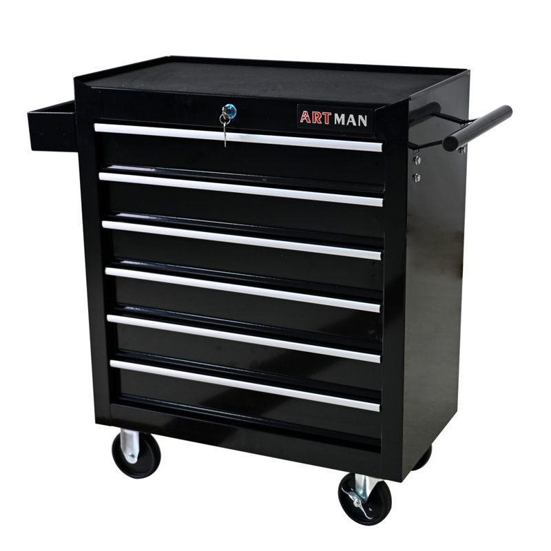 Rolling Tool Chest, 6 Drawer Tool Box With Wheels, Heavy Duty Industrial Service Cart Storage Organizer With Locking System, Rolling Tool Box Organizer Tool Case For Garage, Repair Shop