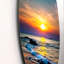 Bright Sunset of Waves Breaking at the Shore - Photographie sans cadre sur métal