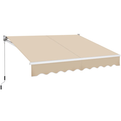 Yaheetech Fabric Beige Cover Retractable Patio Awning