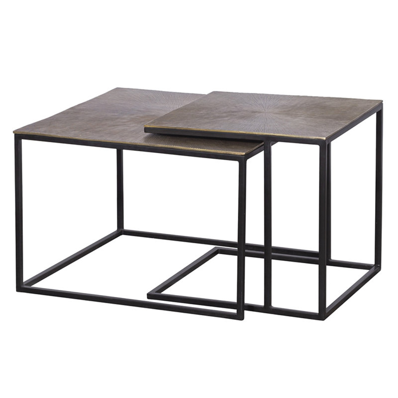 Rectangular Black Metal Nesting Coffee Tables
