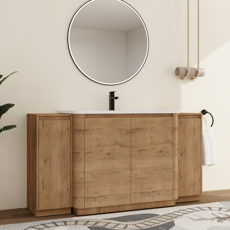 Ornar 64'' Single Bathroom Vanity Set With Ceramic Vanity Top, Freestanding Single Bathroom Vanity With Ceramic Sink, 64''