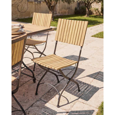 Set of 2 Garden Chairs LASCARI Armless Acacia Wood Light Brown