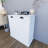 White Double Compartment Tilted Laundry Sorting Cabinet