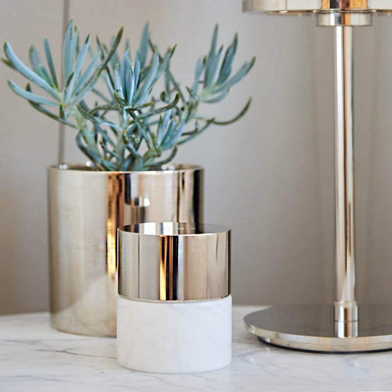 Silver Alabaster Scented Votive Candle with Metal Lid