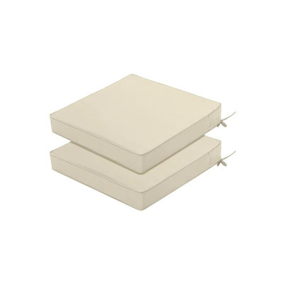 Paquet de 2 coussins de chaise d'extérieur beiges, coussins de siège de remplacement à haute élasticité, imperméables et résistants à la décoloration