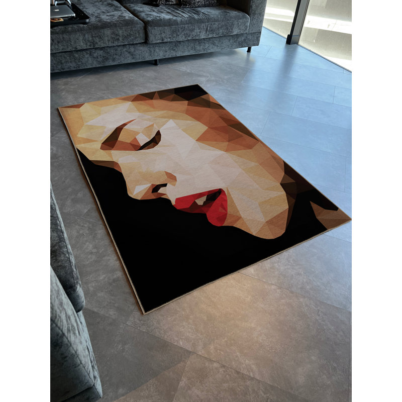 Tapis décoratif rétro à motif de femme noir à motif rétro, Tapis de couloir 3 pi 3 po x 9 pi 10 po