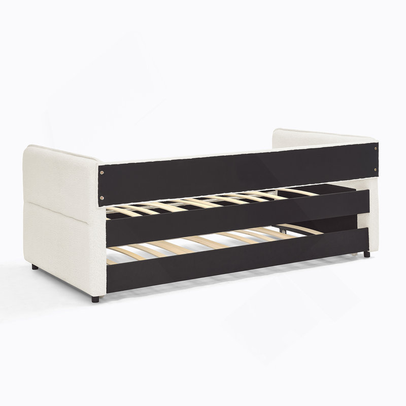 Élégant lit de jour rembourré capitonné avec lit gigogne, canapé-lit simple, confortable et peu encombrant pour une vie moderne