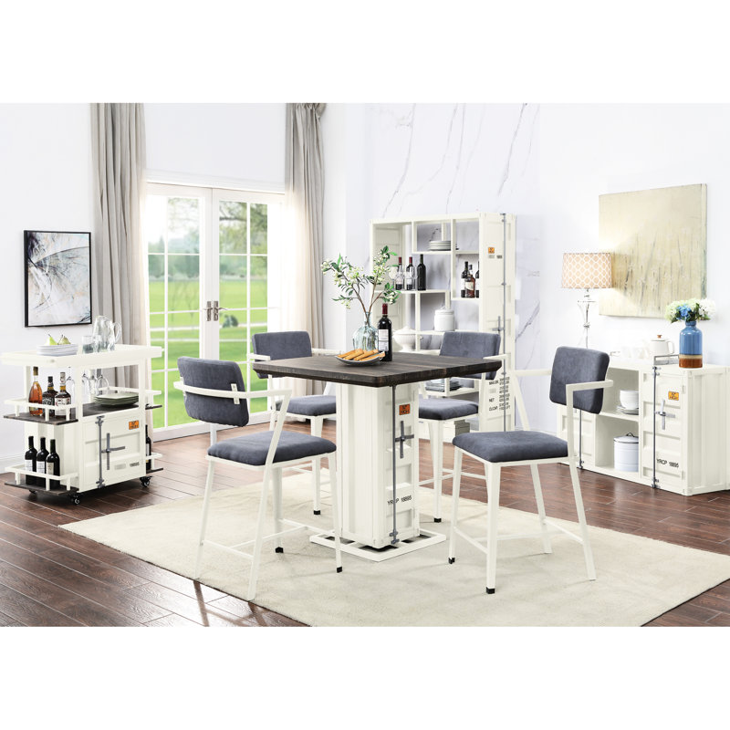 Counter Height Chair  2  - Grey And White, Robust Iron Structure, Soft Cushion, Ergonomic Back For Enjoying Meals In Dining Area Chairs   Of 2  White Padded, Metal Base, Comfortable Support Sitting