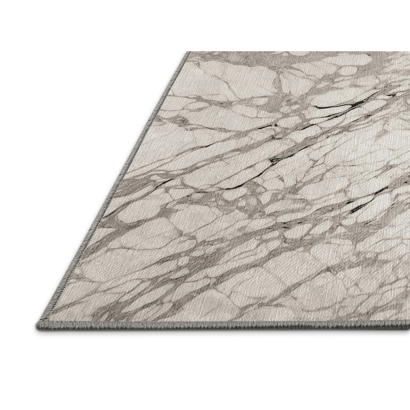 Machine Washable Gray Area Rug, Round 7'
