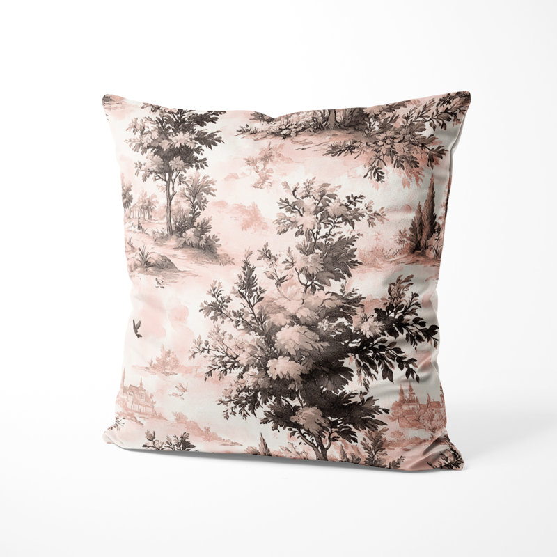 Coussin décoratif French Country - coussin imprimé rosé, H 20 po x l 20 po