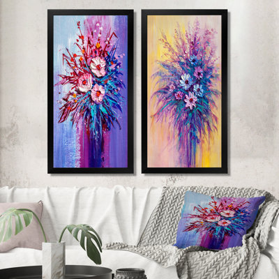 «White and Purple Flower Vase II», ensemble de 2 peintures sur toiles