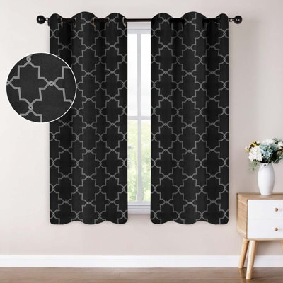 Nichola Vintage Geometric Trellis Room Darkening Room Darkening  Curtains, Rod Pocket or Grommets