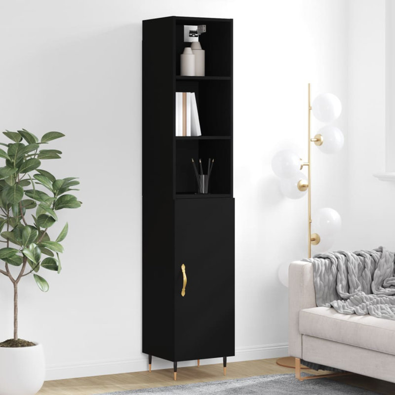 Annagail 180cm H x 35cm W Bookcase, Black