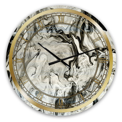 Horloge murale moderne blanche, grise et blanche en marbre peint à la main