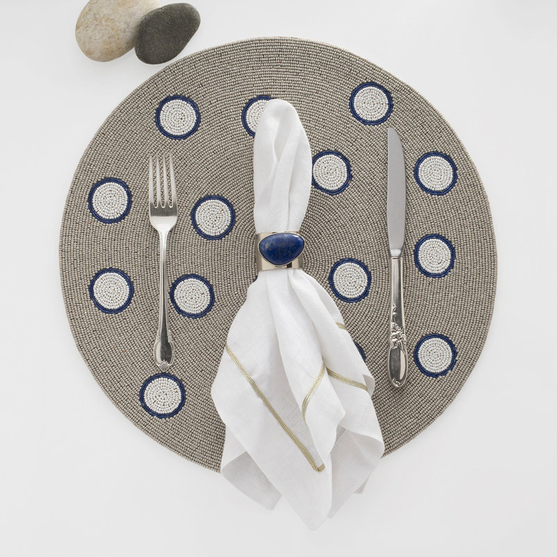 Linen Square Napkins, White/Gold