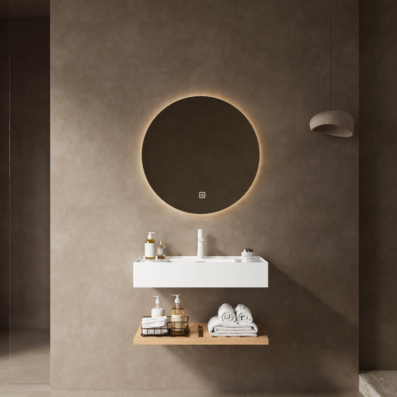 Meuble-lavabo de salle de bain avec lavabo vasque de 30 po. Bassin en acrylique blanc. Idée de rangement moderne. Installation facile. Structure en bois naturel. Apparence et sensation