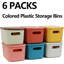 Ensemble de 6 petits bacs de rangement avec couvercles, boîtes de rangement empilables en plastique pour organiser vos affaires, paniers d'étagère (6 couleurs, petit format)