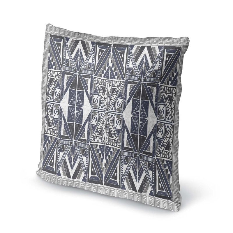 Geometric Cotton Blend Outdoor Reversible Throw Pillow, 26" x 26"