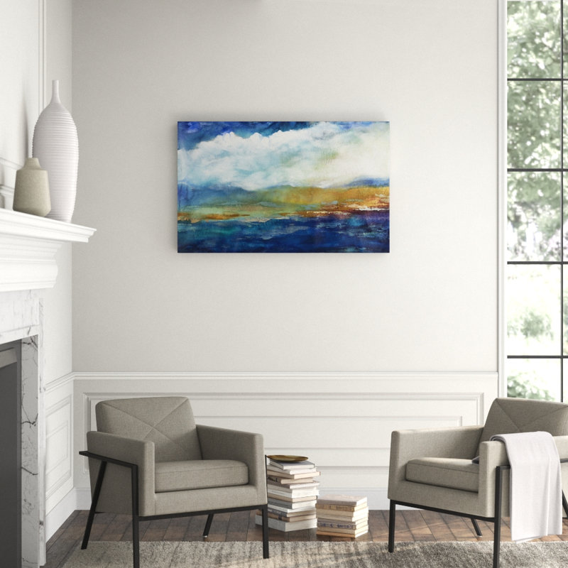 Jeweled Sunset Print by Jennifer Hollack Raboin, 31" H x 50" W x 2.25" D, Silver Frame Canvas