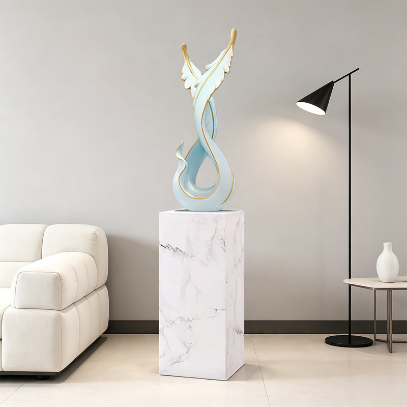 Blue+Gold+White Free Form Resin+Marble Decorative Object, Blue