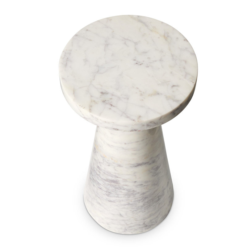 Mabel Nesting End Table-Short-Veined White Marble, 20.5" H x 10" W x 10" D