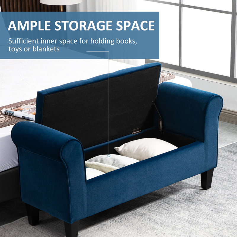 Button-Tufted Storage Ottoman Bench