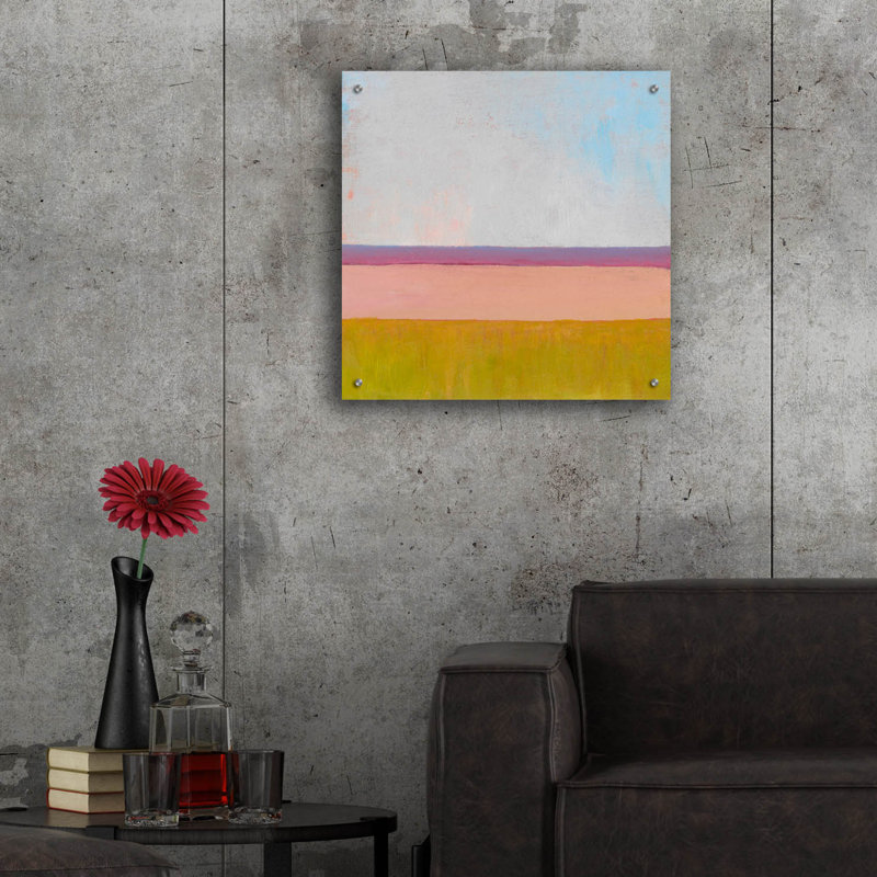  «Beyond The Fields 1» par Carol Young, art mural en verre acrylique, 24 po x 24 po