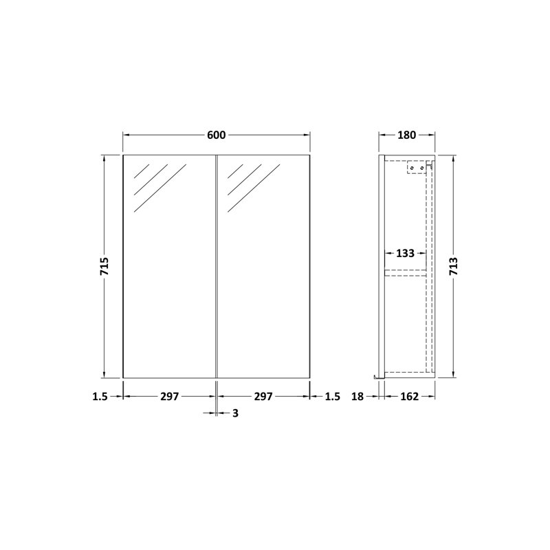 Arno 23.6 mm W 28.14 mm H Framed Mirrored Bathroom Cabinets 1 Adjustable Shelves, Midnight Blue
