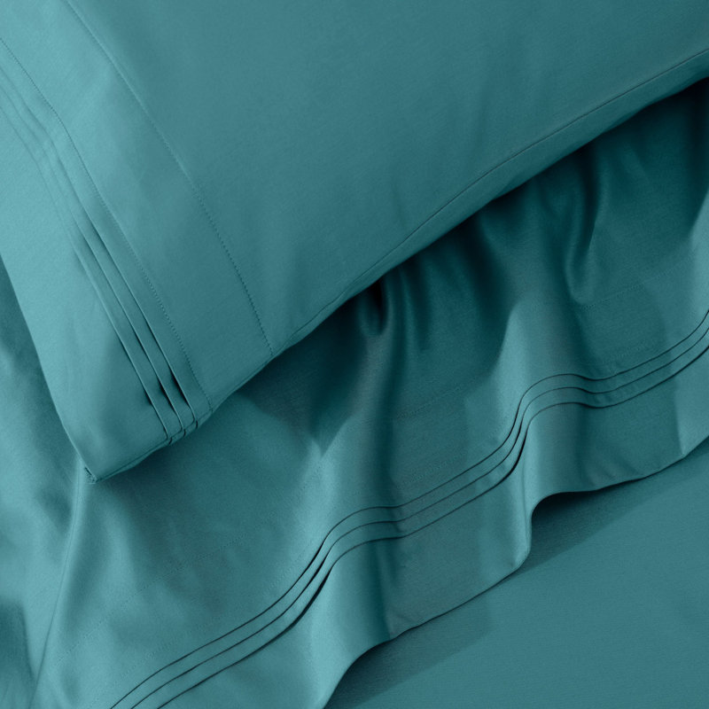 Aldin 650 Thread Count Certified Certified Egyptian Cotton Solid Color Pillowcase Set, King, Caribbean