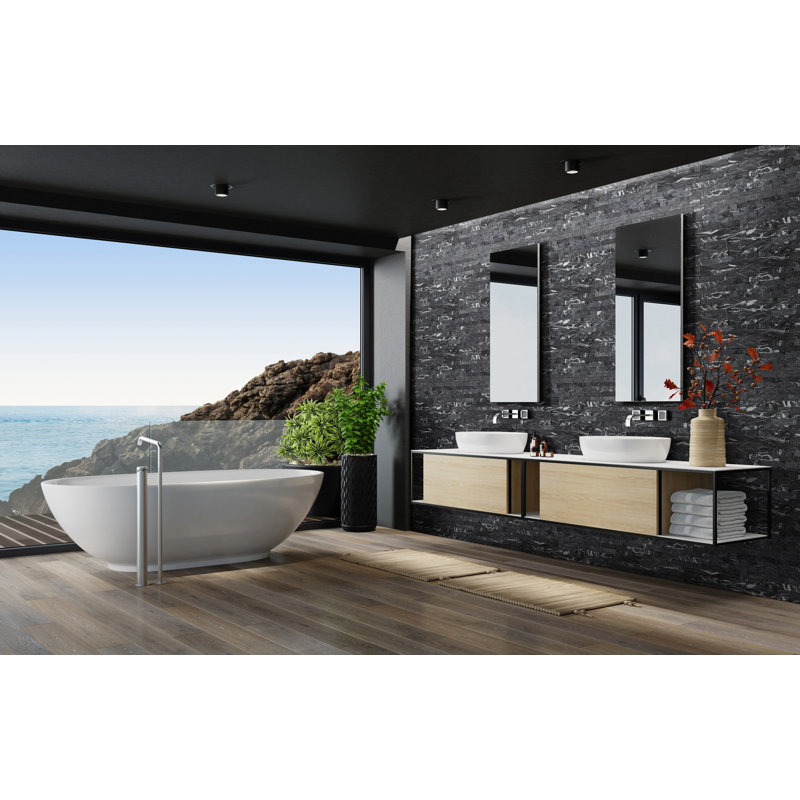 Stonecrest 6 in. x 24 in. Split Face Natural Stone Ledger Panel Wall Tile, Cavern Oscuro