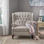 Fauteuil inclinable surdimensionné en tissu à oreilles avec garniture cloutée et coutures capitonnées à boutons pour le salon, la chambre à coucher