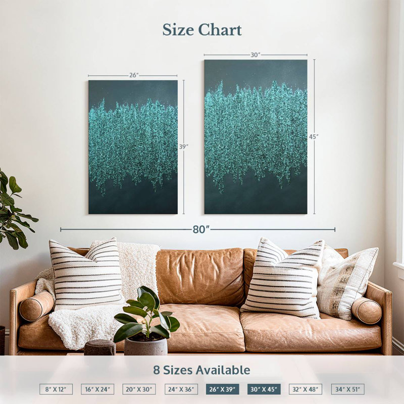Avery Turquoise Shimmer, 39" H x 26" W
