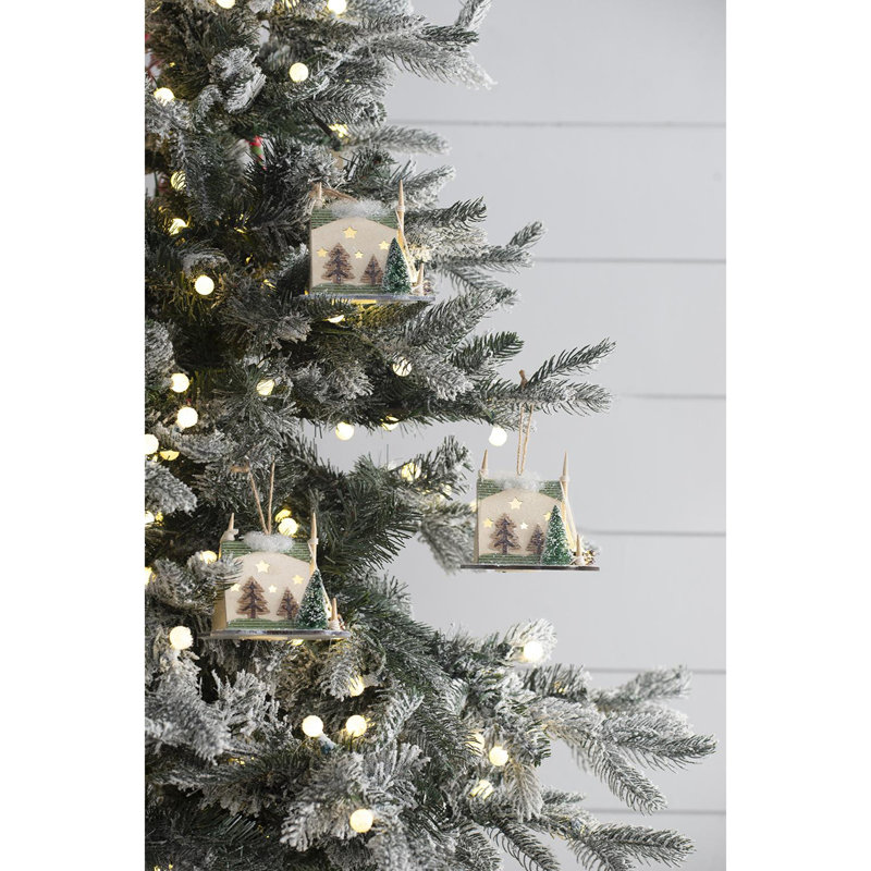 Ornements de tente 6 pièces en carton 5 x 3,5 x 4 po - Décorations suspendues festives pour arbre de Noël